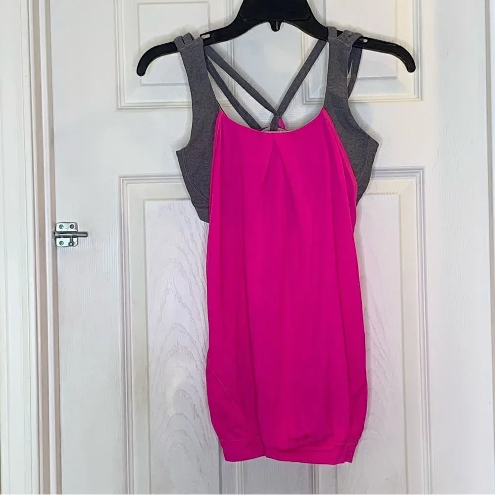 Lululemon Nouveau Limits Tank Raspberry Glo Slate Gray Size 6